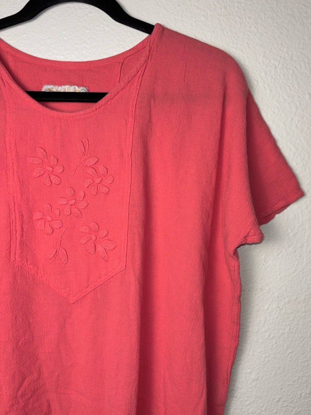 Manta del lago hand embroidered top dolman sleeves woman's size large coral - Picture 5 of 12